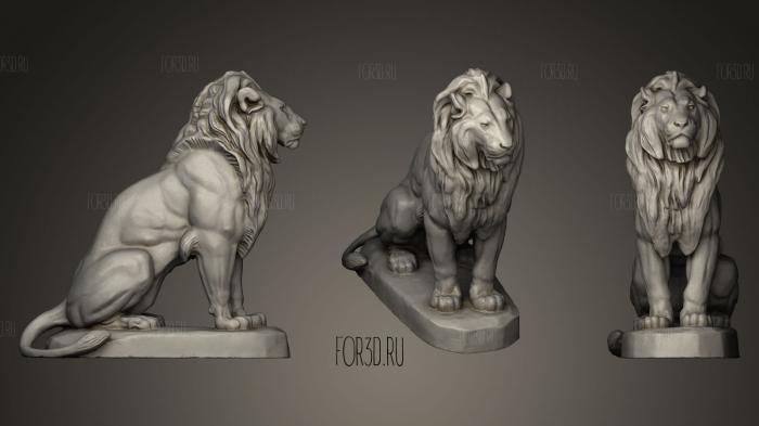 Seated Lion 3 stl model for CNC
